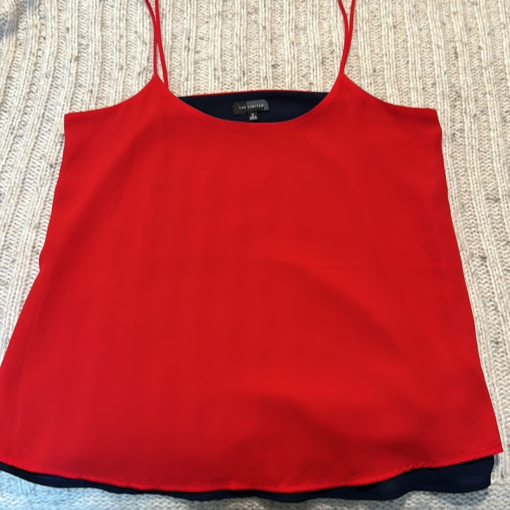 Excellent conditions- red and navy blue layered tank top.